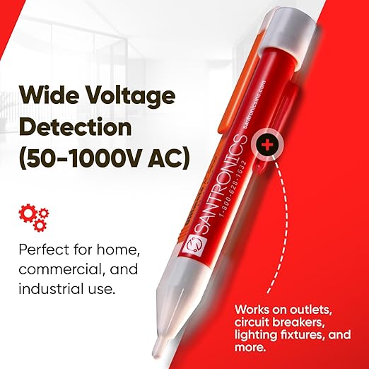 Santronics AC Sensor 3115 AC Voltage Sensor - Compact Non-Contact Voltage Detector, 50-1000VAC, CAT IV, Made in USA, Electrician Tools, Volt Meter, Outlet & Circuit Tester, Pen Sized Design, 1-Year Warranty
